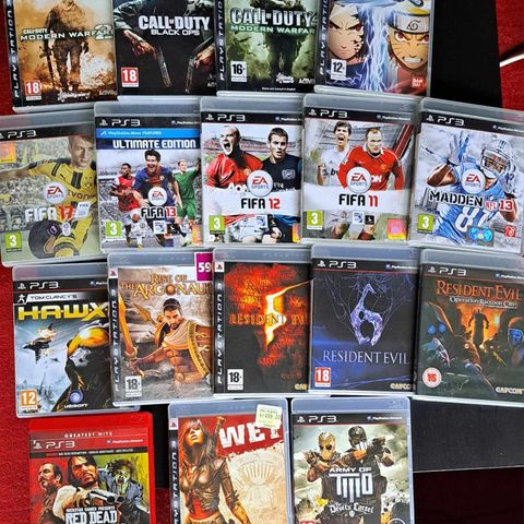 PS3 Spill 17 stk inkl. COD/Red Dead Redemption