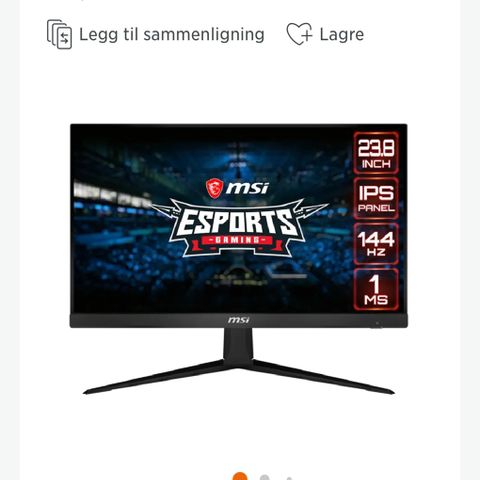 24" gamingskjerm med IPS-panel og 144 Hz