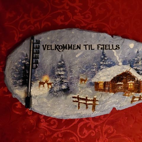 Velkommenskilt i skifer med termometer