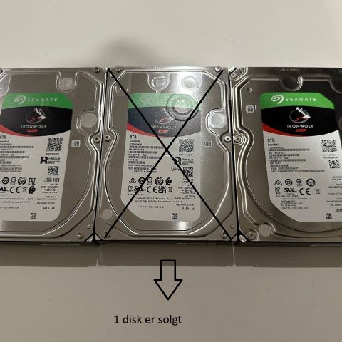 2 stk Seagate Ironwolf 8TB 7200RPM 3,5" SATA harddisker