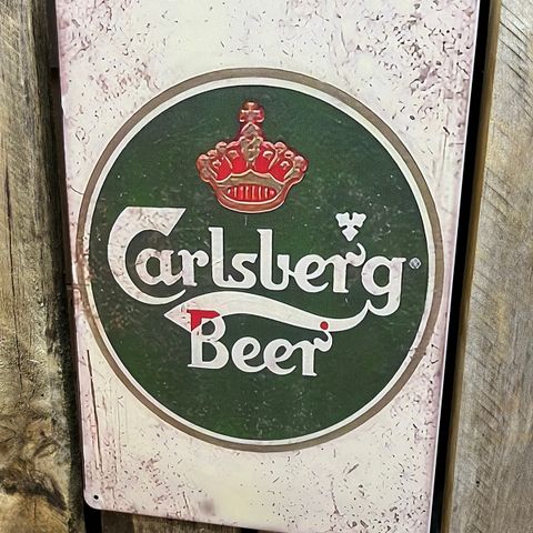 Carlsberg Beer/Øl Skilt I Tynnmetall 20X30 cm. Bar, Dekor, Man Cave