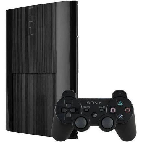 PlayStation 3 super slim med to kontroller og spill