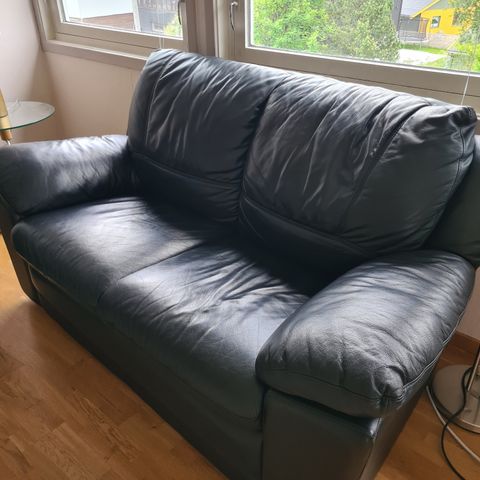 Sofa i svart skinn