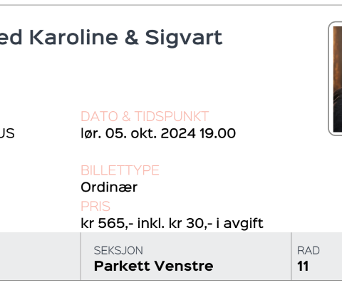 En kveld med Karoline og Sigvart - biletter selges