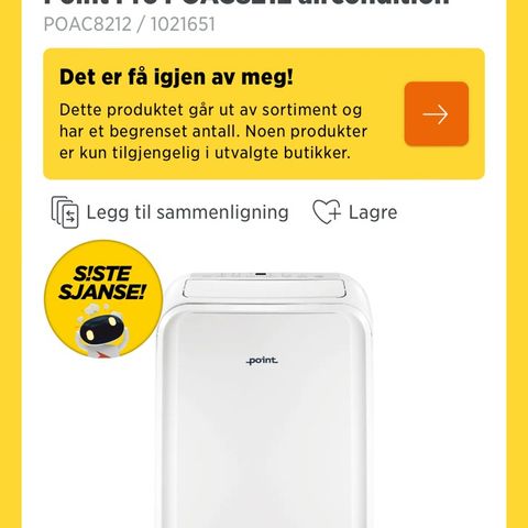 Varme og kjøling! Point portable air conditioner POAC8212