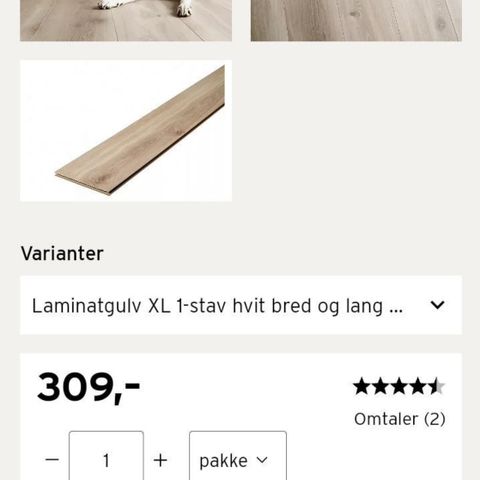 Laminatgulv XL 1-stav hvit bred og lang