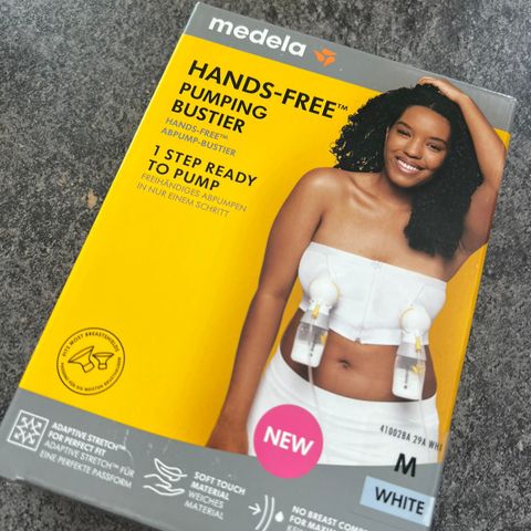 Medela Hands-free pumpe-bustier, farge hvit og størrelse M