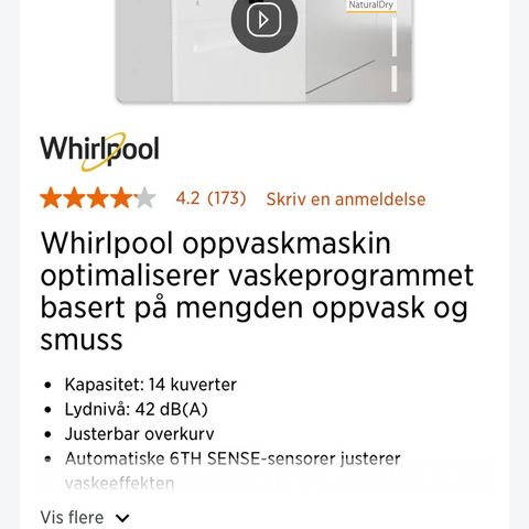 Whirlpool WRUC 3C32 oppvaskmaskin