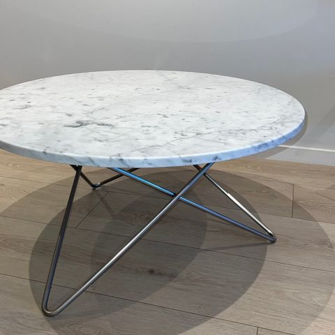 OX Denmarq O Table Sofabord Ø80 cm, Stål/Hvit Marmor