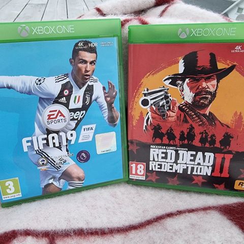 Xbox one spill, Fifa 19 og Red dead redemption 2