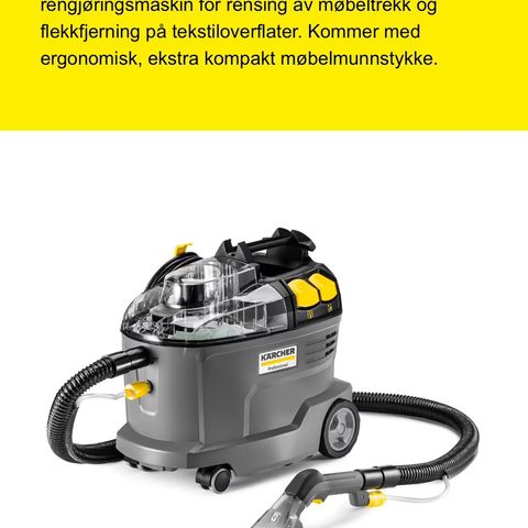 UTLEIE Tepperenser, Møbelrenser, Tekstilrenser, Karcher Puzzi 8/1