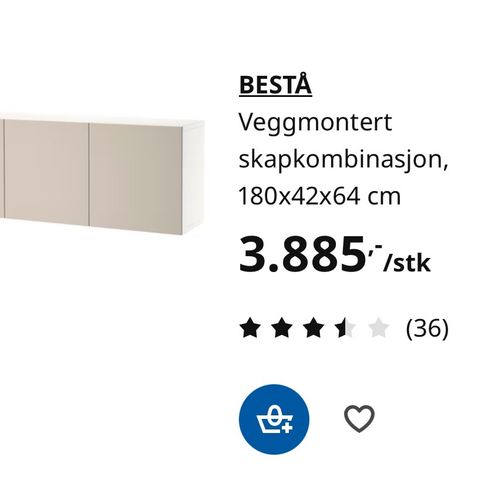 Bestå skap/hylle/oppbevaring