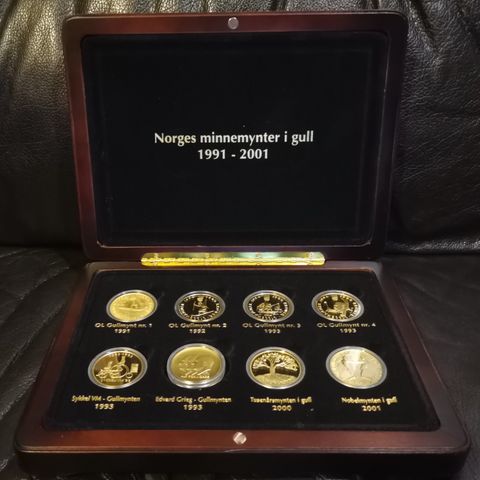 Norges minnemynter i gull 1991-2001, ønskes kjøpt.