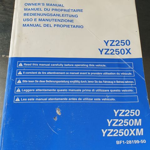 Yamaha owners manual yz250  yz250x  2021