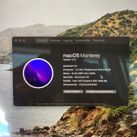 Ubrukt MacBook Pro 16-tommer (2019) 16GB 2,3 GHz 8-kjerners Intel Core i9