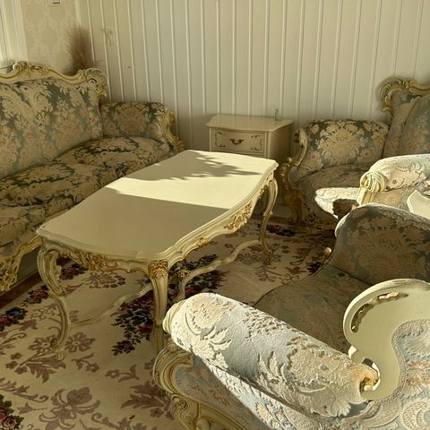 Nydelig og unikt rokokko møblement/stuemøbler/salong stoler bord sofa