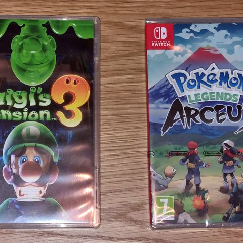 Pokemon Arceus og Luigi Mansion 3 selges (separat eller samlet)