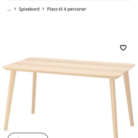 Ikea Lisabo Bord, askefiner, 140x78 cm