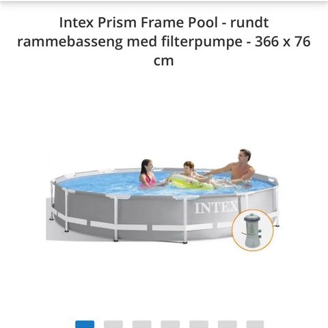 Uåpnet Intex rammebasseng 366x76 med ekstrautstyr selges. Halv pris!