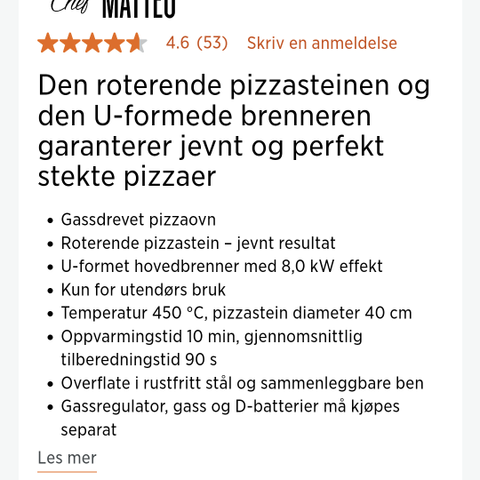 Crosta 16" pizza oven. Ubrukt i originalemballasjen