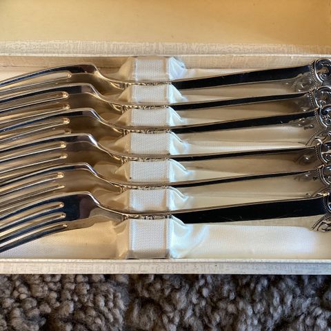 6 stk gafler i sølvplett mønster Lillemor