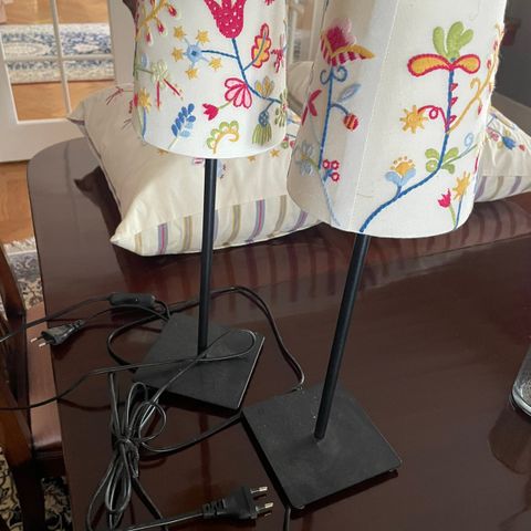2 lamps and 2 56Lx48B cm matching pillows  Embroidered.