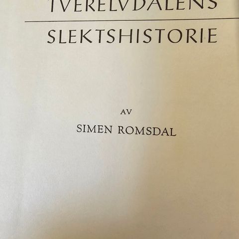 Ønsker å kjøpe bok om Tverrelvdalen slektshistorie utgitt i 1966.