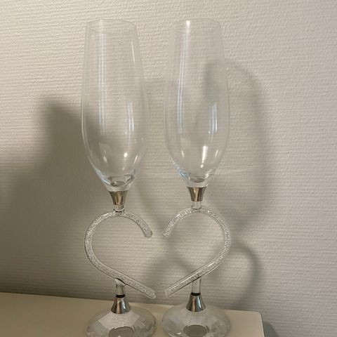 Swarovski hjerte champagneglass