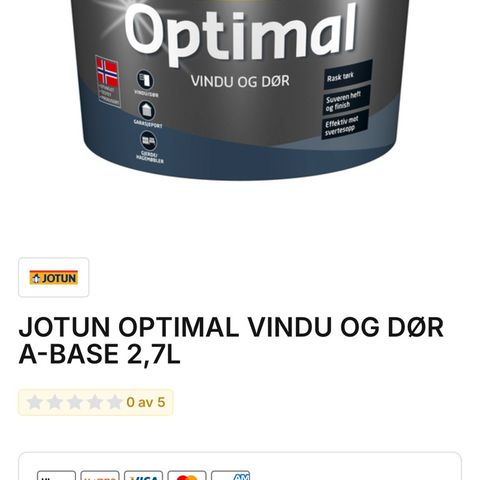 Optimal vindu og dør ute maling 2 stk 2,7 liter