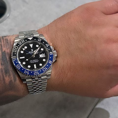 Rolex/GMT Master2/Batgirl/Jubilee lenke/Komplett/Norsk