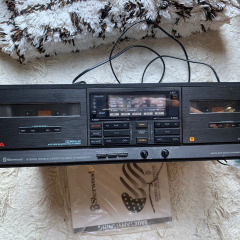 Vintage Dobbel stereo kassettspiller til stereoanlegg.  Sherwood STEREO DOUBLE