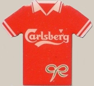 Pins - Liverpool fotballdrakt hjemme 1996-98 - Sponsor - Carlsberg Bryggeri