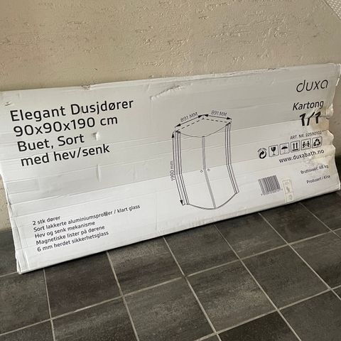 Dusj dører m/hev senk funksjon