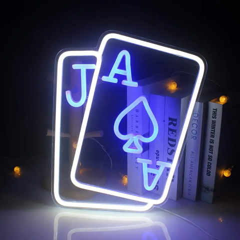 Neonskilt Poker Spillekort