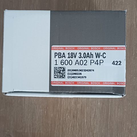 Bosch PBA 18V 3.0Ah

Batteri selges