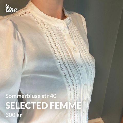 Søt sommerbluse fra Selected Femme, str 40 (M)