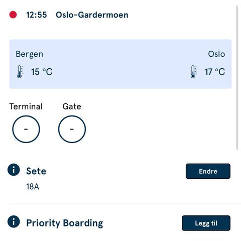 Flybillett Bergen-Oslo