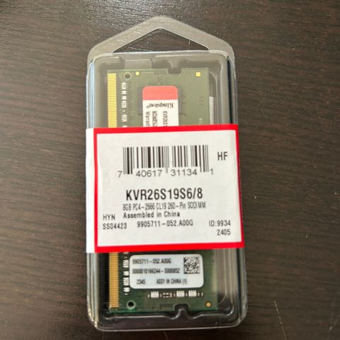 Kingston 8 GB RAM minnebrikke.