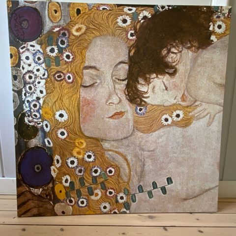 Gustav Klimt «mor med barn» stort lerret