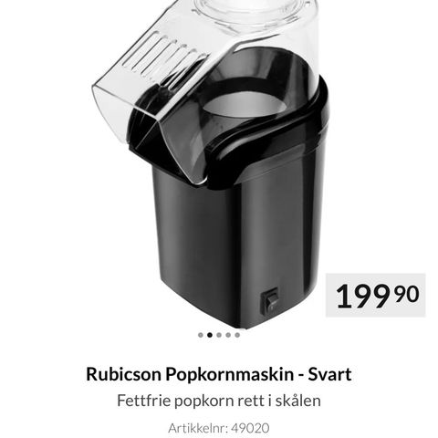 Nesten ny Rubicson popkornmaskin-svart til salgs