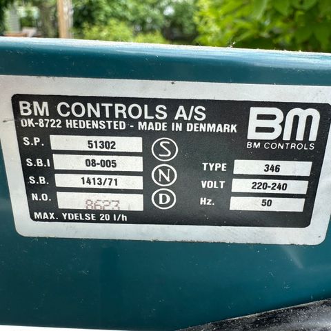 BM Controls auto-filling dagtank. Virker bra.