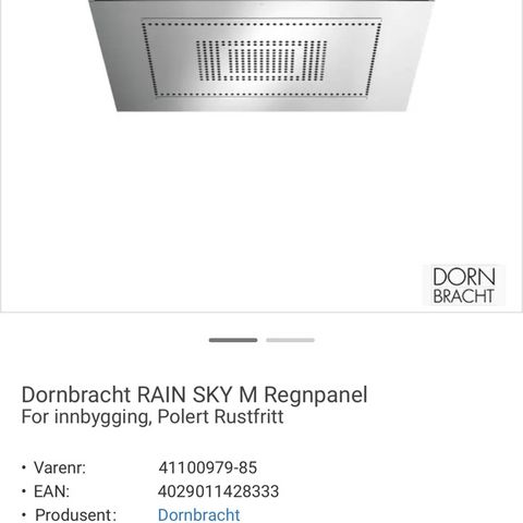 Dornbracht RAIN SKY M Regnpanel For innbygging