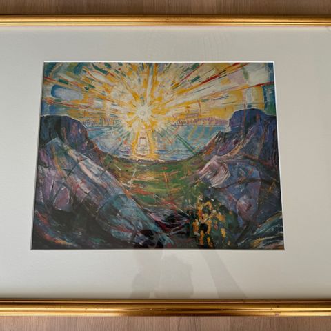 Munch - Solen 2 i gullramme 50x70 cm