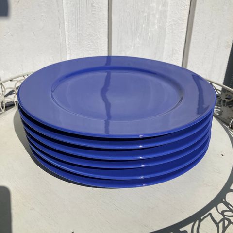 6 X blå porselens tallerkener Ø27,3cm