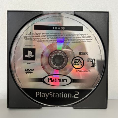 PlayStation 2 spill: Fifa 08 Platinum (bare disken)