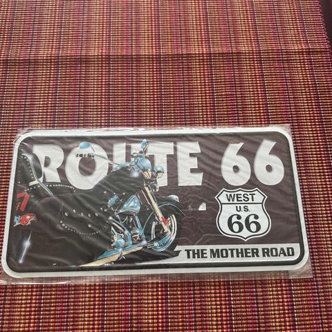 Metallskilt Route 66-Harley Davidson.