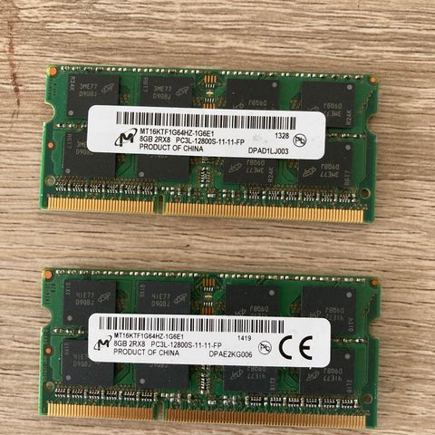 DDR3 Minne 8GB X 2 (16gb totalt) SO-DIMM