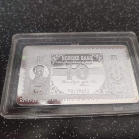 sølv mynt, Sølvseddel, 10 kr 55g 999