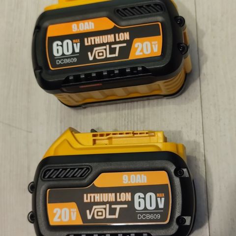 Nye batterier for Dewalt verktøy. Flexvolt 9ah