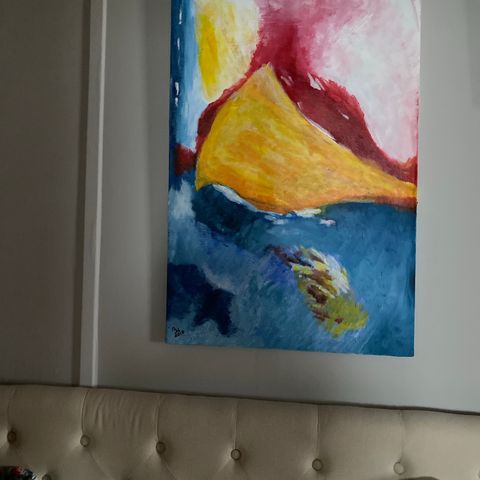 Abstrakt maleri,spreke farger- 89x60 cm, selges med Fix ferdig